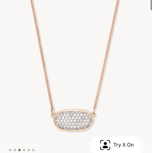 Kendra Scott Elisa Pendant Necklace in Pave Diamond and 14k Rose Gold.39 ct - Picture 7 of 16